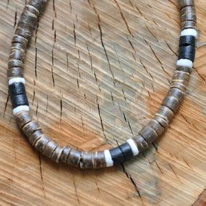 Hawaiian Surfer Brown and Black Coconut Shell Tropical Necklace